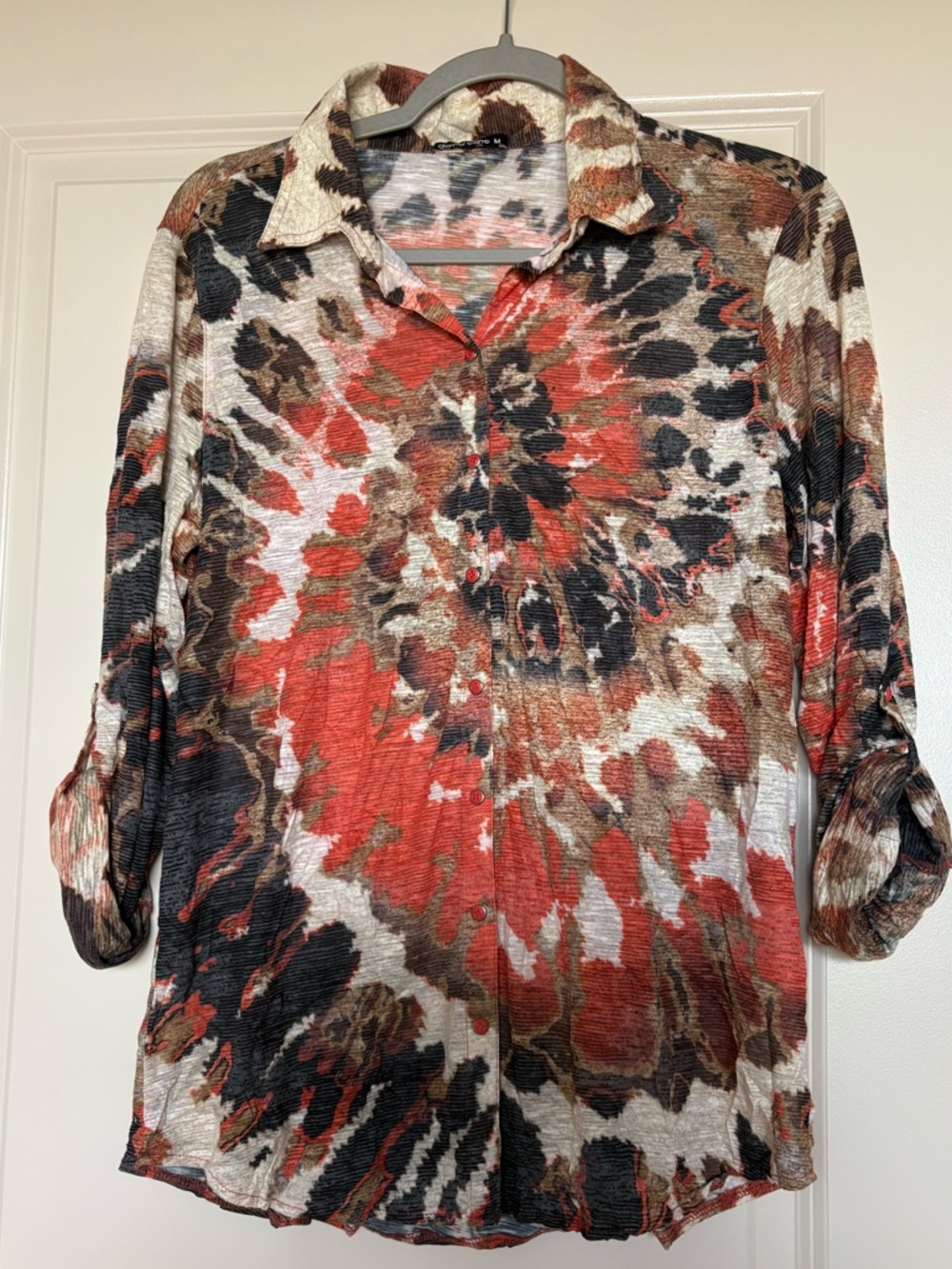 David Cline Crushed Tribal Snap Button Down Shirt Size Medium